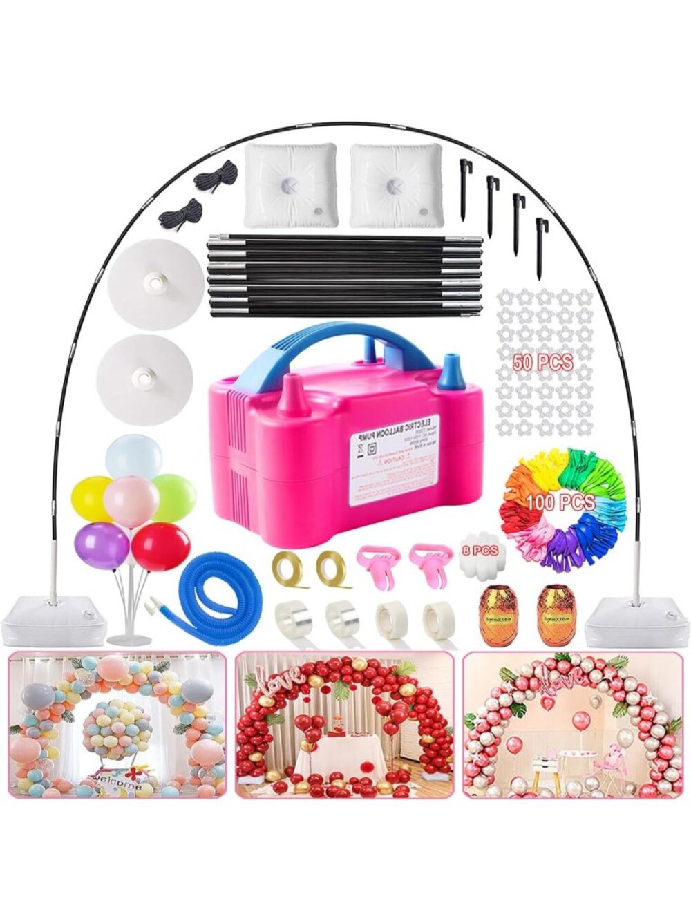 New Balloon Arch Kit and Electric Balloon Pump for Indoor/Outdoor Decoration